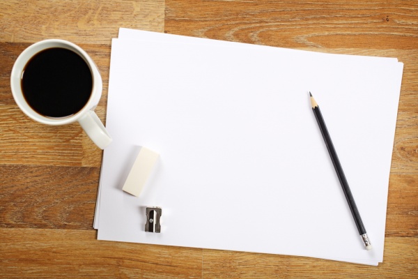 clean desk and coffee